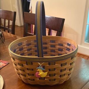 Longaberger Woven Basket with Blue and olive Accents (c)